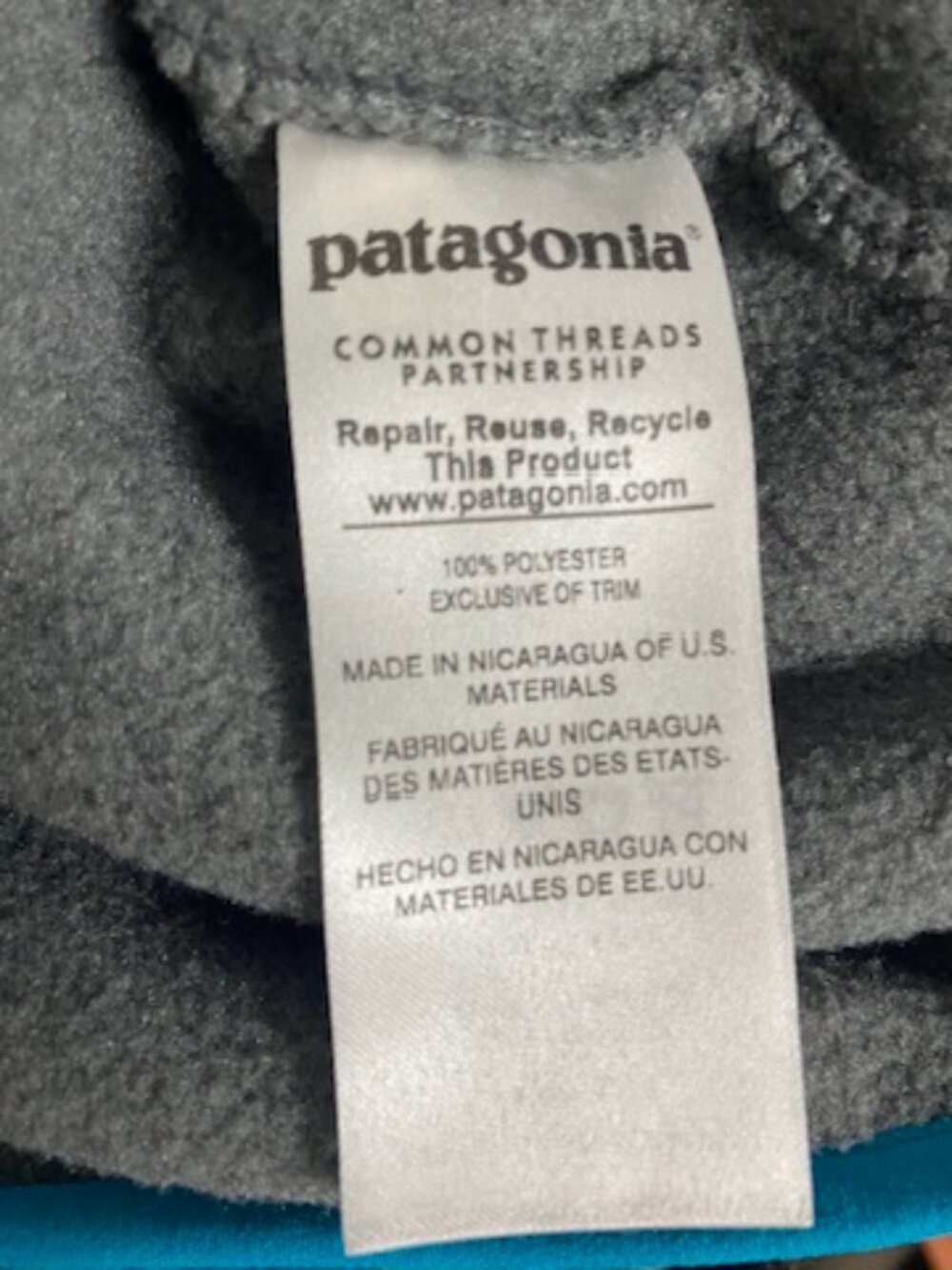 Patagonia Synchilla Snap-T Fleece Pullover Gray Turquoise Large - Picture 3 of 4